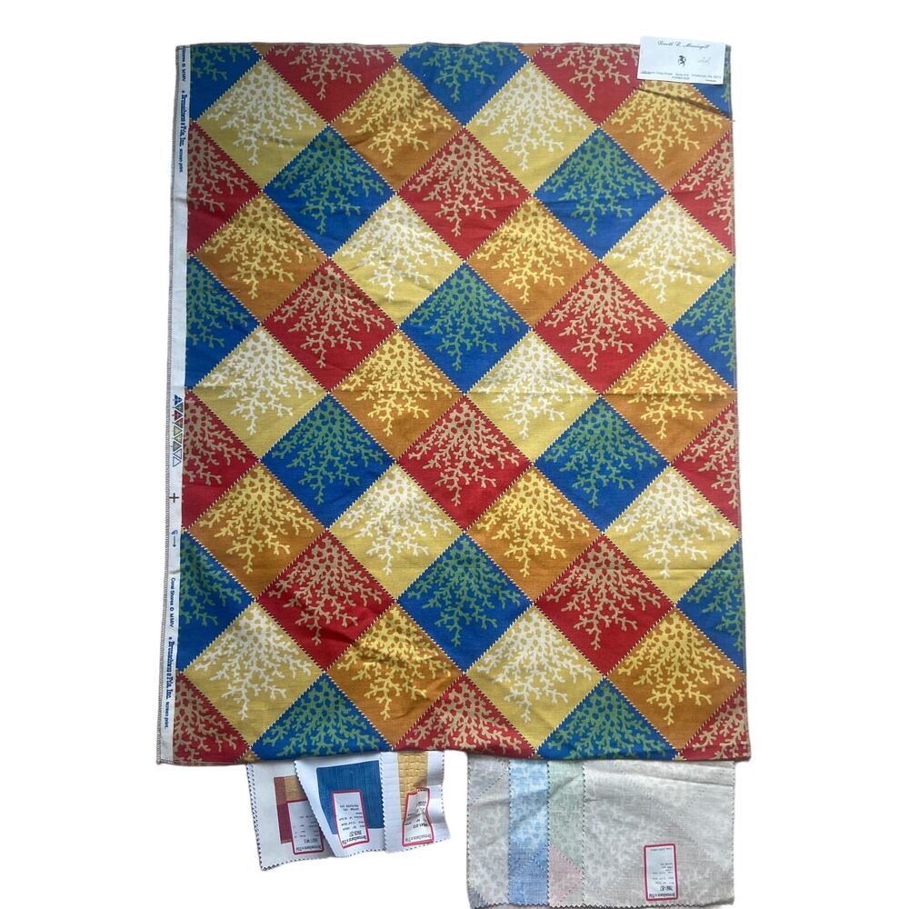 Brunschwig & Fils "Coral Shores" fabric vintage swatch 27 x 33